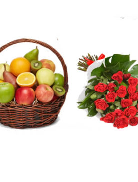 Deluxe Fruit Basket + Bouquet