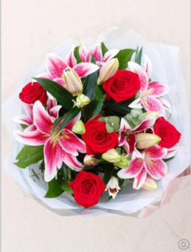Red Rose and Pink Lily Hand-tied