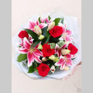 Red Rose and Pink Lily Hand-tied