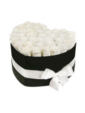 White Roses Heart Box