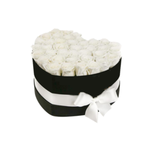 White Roses Heart Box