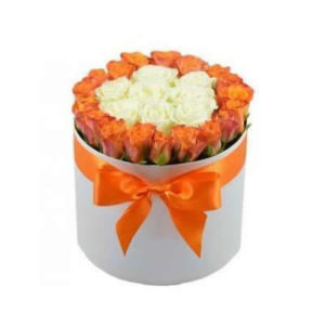 Orange and White Roses Hat Box