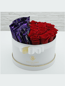 Box of Red Roses With Cadbury Chocolate