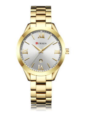 CURREN 9007 Women Quartz Movement Watch Auto Date Simple Wrist Watch Gold