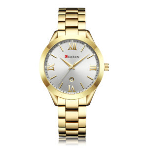 CURREN 9007 Women Quartz Movement Watch Auto Date Simple Wrist Watch Gold