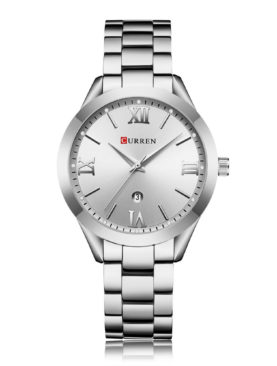 CURREN 9007 Women Quartz Movement Watch Auto Date Simple Wrist Watch Silver