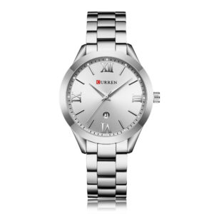 CURREN 9007 Women Quartz Movement Watch Auto Date Simple Wrist Watch Silver