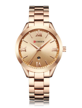 CURREN 9007 Women Quartz Movement Watch Auto Date Simple Wrist Watch Rose Gold