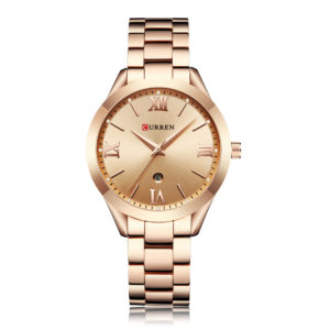 CURREN 9007 Women Quartz Movement Watch Auto Date Simple Wrist Watch Rose Gold