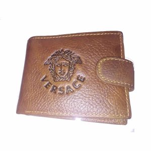 Versace Men's Leather Wallet Black/Dark-Brown