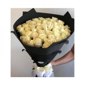 Black on White Roses bouquet