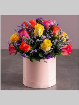 Mixed Roses in Peach Box