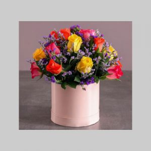 Mixed Roses in Peach Box