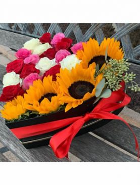 Sunflower and Roses Box