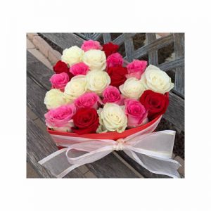Boxed Pink and White roses