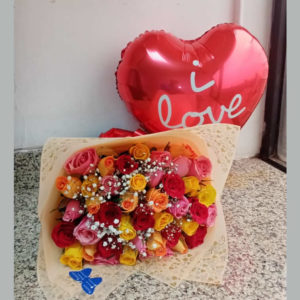 Bouquet and Love Balloon