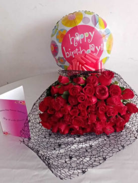 Birthday Flowers and Balloon