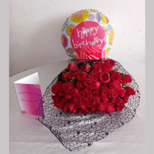 Birthday Flowers and Balloon