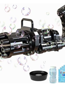 Black Electric Gatling Bubble Machine Gun + Bubble Water