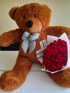 Teddy Bear and Flowers